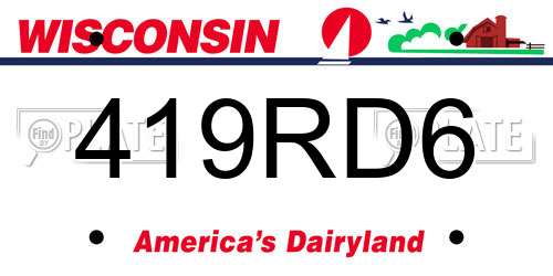 419RD6 Wisconsin License Plate