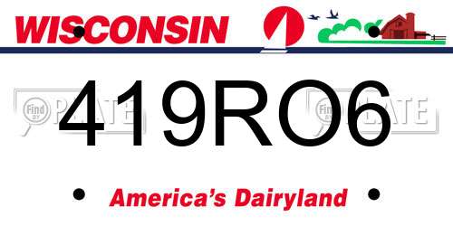 419RO6 Wisconsin License Plate