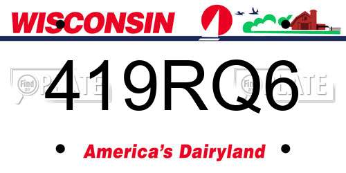 419RQ6 Wisconsin License Plate