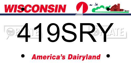 419SRY Wisconsin License Plate