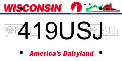 419USJ Wisconsin License Plate