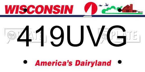 419UVG Wisconsin License Plate