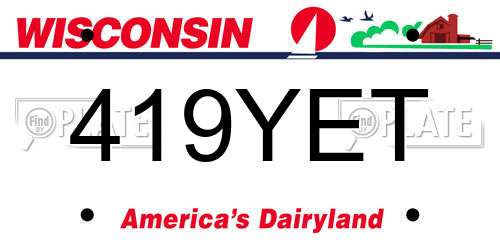 419YET Wisconsin License Plate