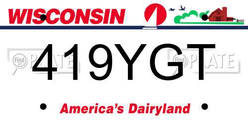 419YGT Wisconsin License Plate