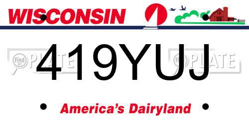419YUJ Wisconsin License Plate