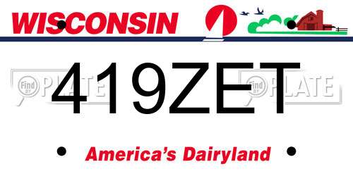 419ZET Wisconsin License Plate