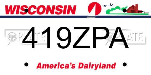 419ZPA Wisconsin License Plate