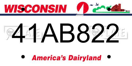 41AB822 Wisconsin License Plate