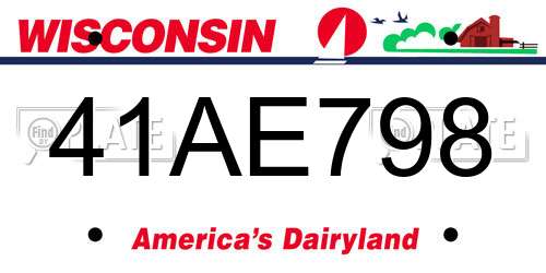 41AE798 Wisconsin License Plate