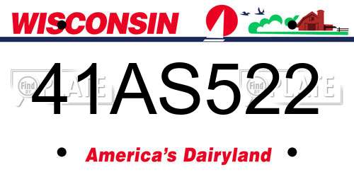 41AS522 Wisconsin License Plate