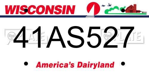 41AS527 Wisconsin License Plate