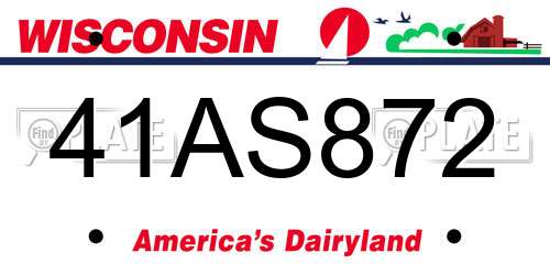 41AS872 Wisconsin License Plate