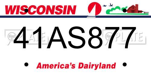 41AS877 Wisconsin License Plate