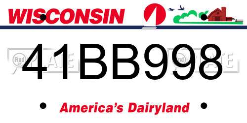 41BB998 Wisconsin License Plate