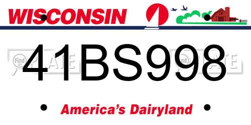 41BS998 Wisconsin License Plate