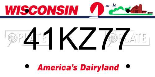 41KZ77 Wisconsin License Plate