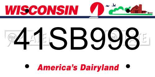 41SB998 Wisconsin License Plate