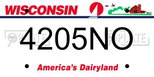 4205NO Wisconsin License Plate