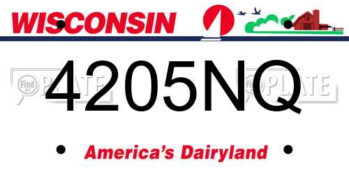 4205NQ Wisconsin License Plate