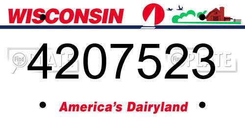 4207523 Wisconsin License Plate