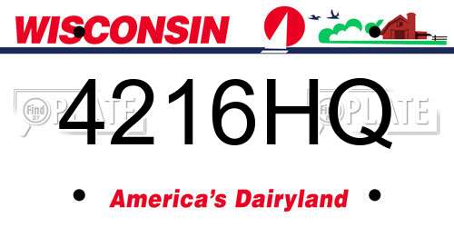 4216HQ Wisconsin License Plate