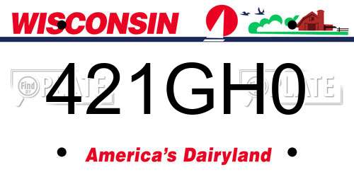 421GH0 Wisconsin License Plate