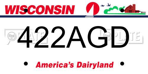 422AGD Wisconsin License Plate