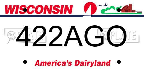 422AGO Wisconsin License Plate