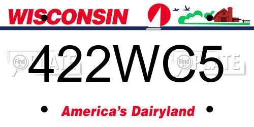 422WC5 Wisconsin License Plate