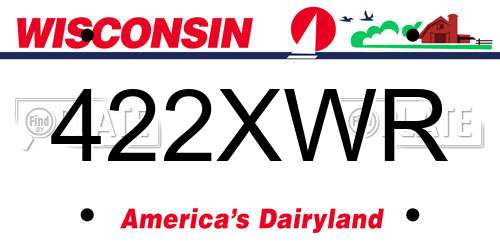 422XWR Wisconsin License Plate