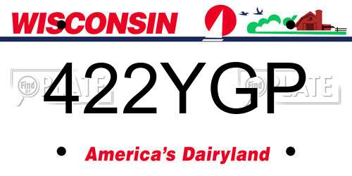 422YGP Wisconsin License Plate