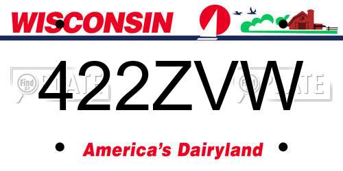 422ZVW Wisconsin License Plate