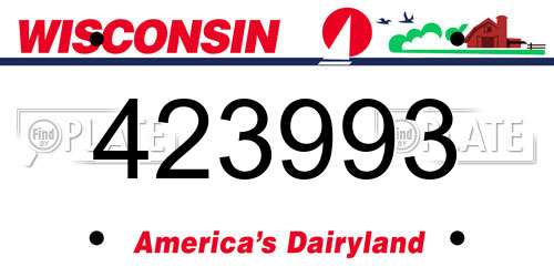 423993 Wisconsin License Plate