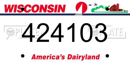 424103 Wisconsin License Plate