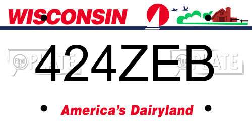 424ZEB Wisconsin License Plate