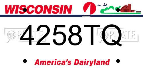 4258TQ Wisconsin License Plate
