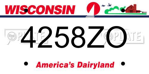 4258ZO Wisconsin License Plate