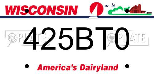 425BT0 Wisconsin License Plate
