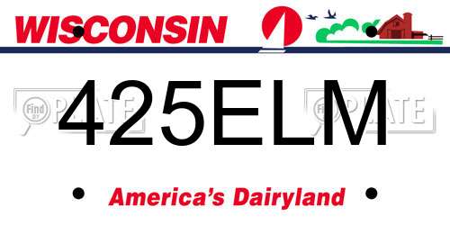 425ELM Wisconsin License Plate