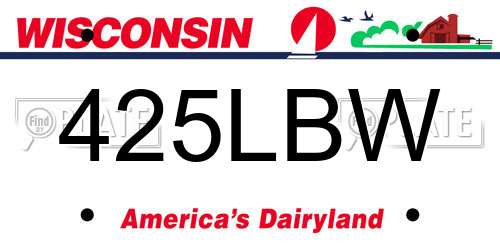 425LBW Wisconsin License Plate