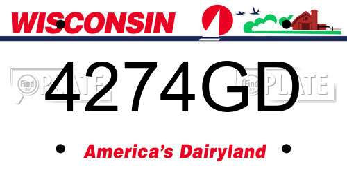 4274GD Wisconsin License Plate