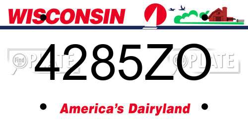 4285ZO Wisconsin License Plate