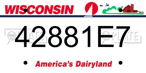 42881E7 Wisconsin License Plate