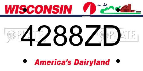 4288ZD Wisconsin License Plate
