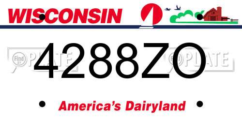 4288ZO Wisconsin License Plate