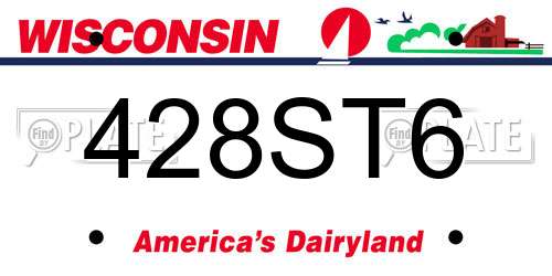 428ST6 Wisconsin License Plate