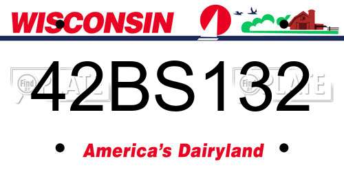 42BS132 Wisconsin License Plate