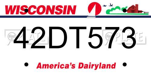 42DT573 Wisconsin License Plate