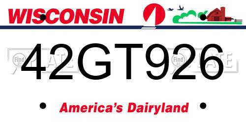 42GT926 Wisconsin License Plate