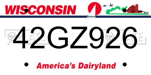42GZ926 Wisconsin License Plate